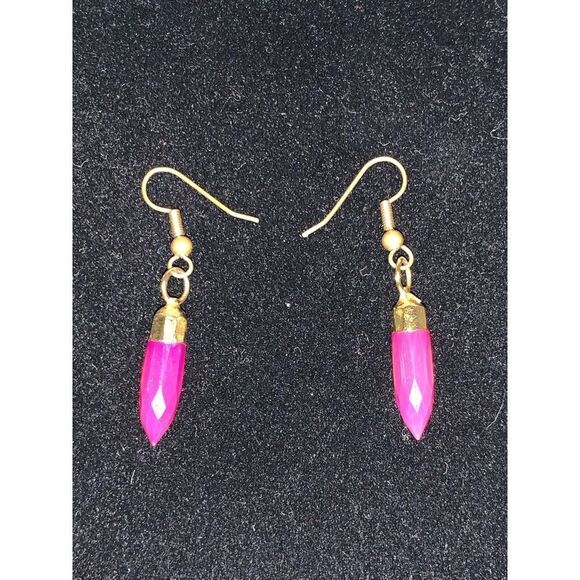 Pink Stone Hook Back Earrings - Picture 1 of 12